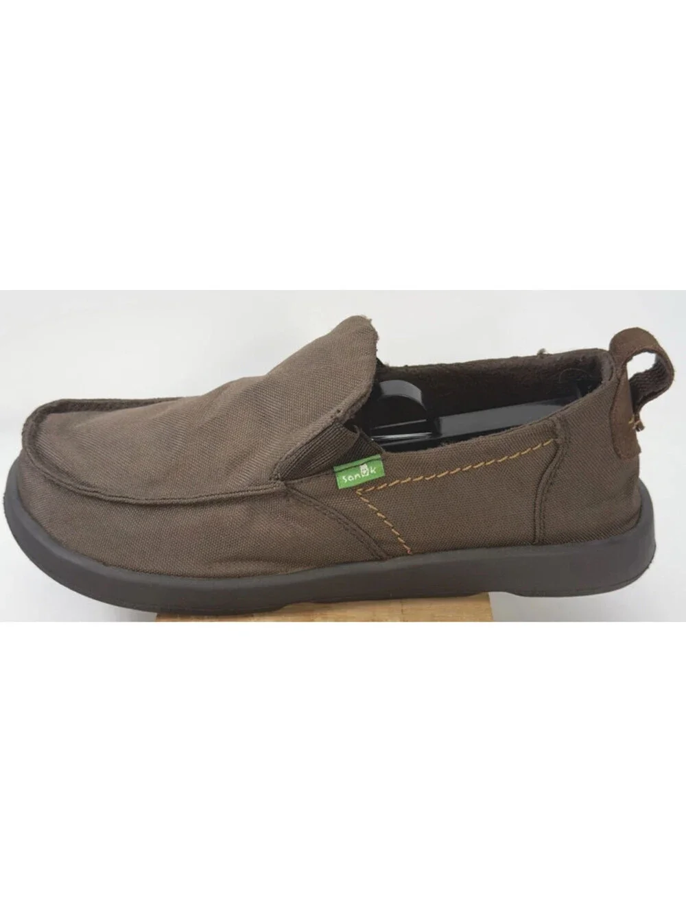 Sanuk Sidewalk Surfer Slip On Shoes Men 7 Brown Canvas Casual Loafers Comfort